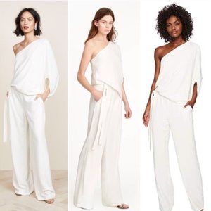 Halston HeritageAsymmetrical Crepe Jumpsuit. Size 8. New With  Tags